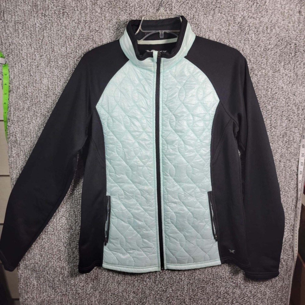 Xersion Quilted Jacket Full Zip -‎ Athletic Lightweight Blk Mint - Womens Large